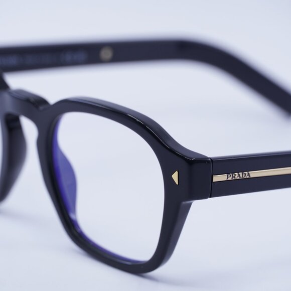 Prada PRA16S 16K60K Sunglasses Black Square 52mm Frame, Blue Light Block Lenses - Picture 2 of 10